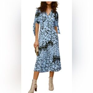 Whistles Blue and Black Midi Dress